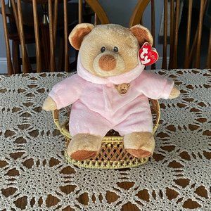 2016 TY 10 ½” Plush Pluffies Baby Pink Bear with Tags